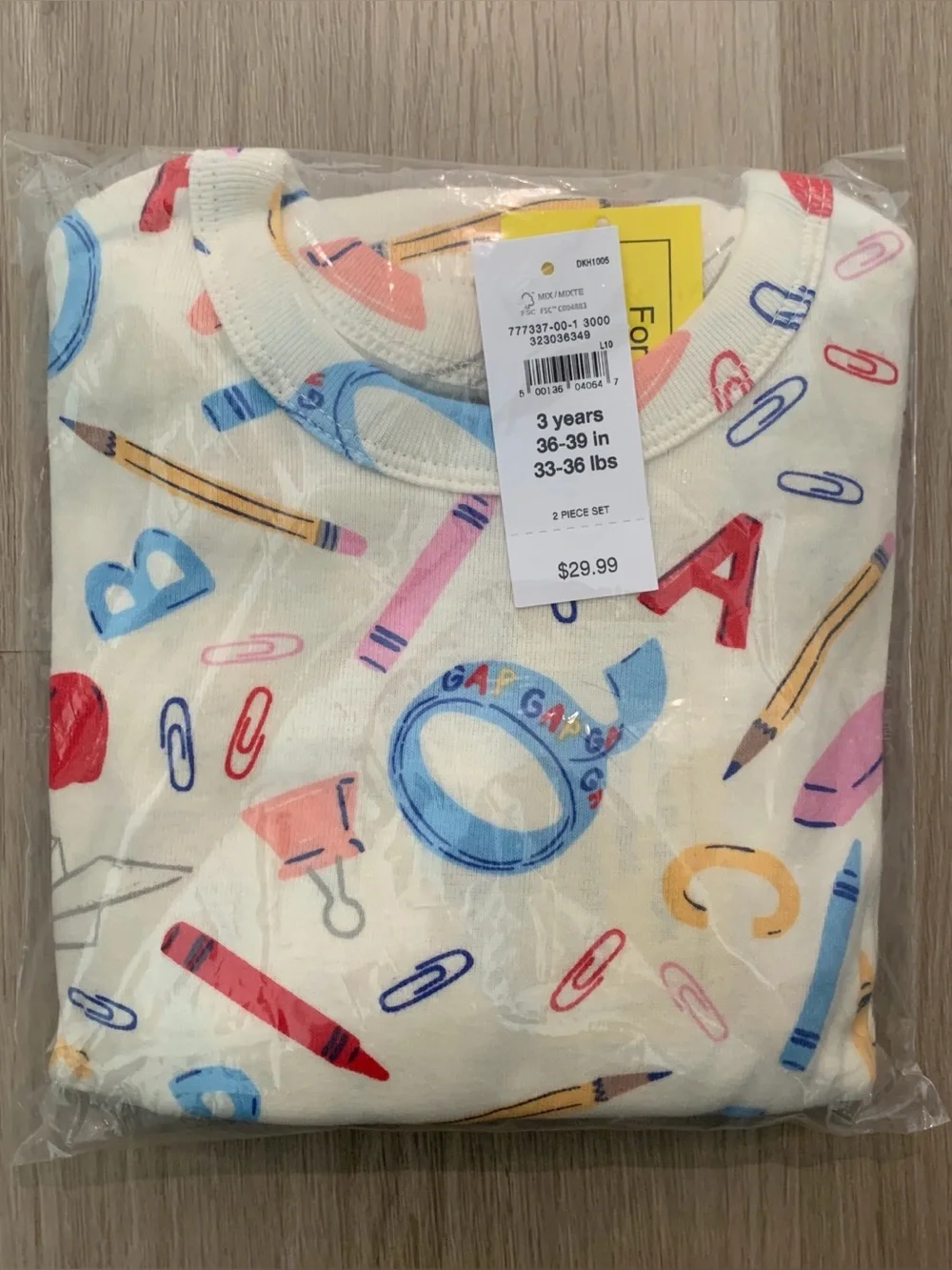 New 3 Years babyGap 100% Organic Cotton Back-to-School PJ Set Pajamas Toddler
